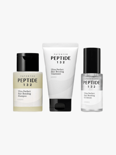 CosRx Peptide 132 Hair Care Kit in multiple branded components on a light gray background
