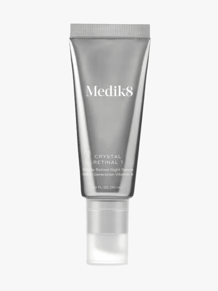 Medik8 Crystal Retinal 1 Serum in branded tube component on a light gray background
